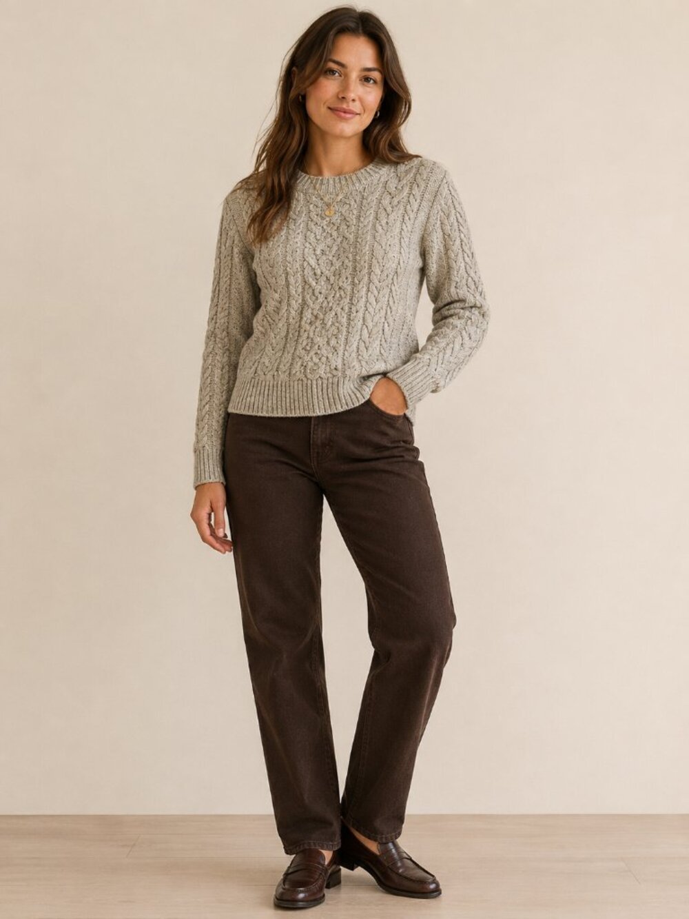 John Dolan Donegals Womens L Irish Wool Cashmere Cable Sweater Fisherman Aran